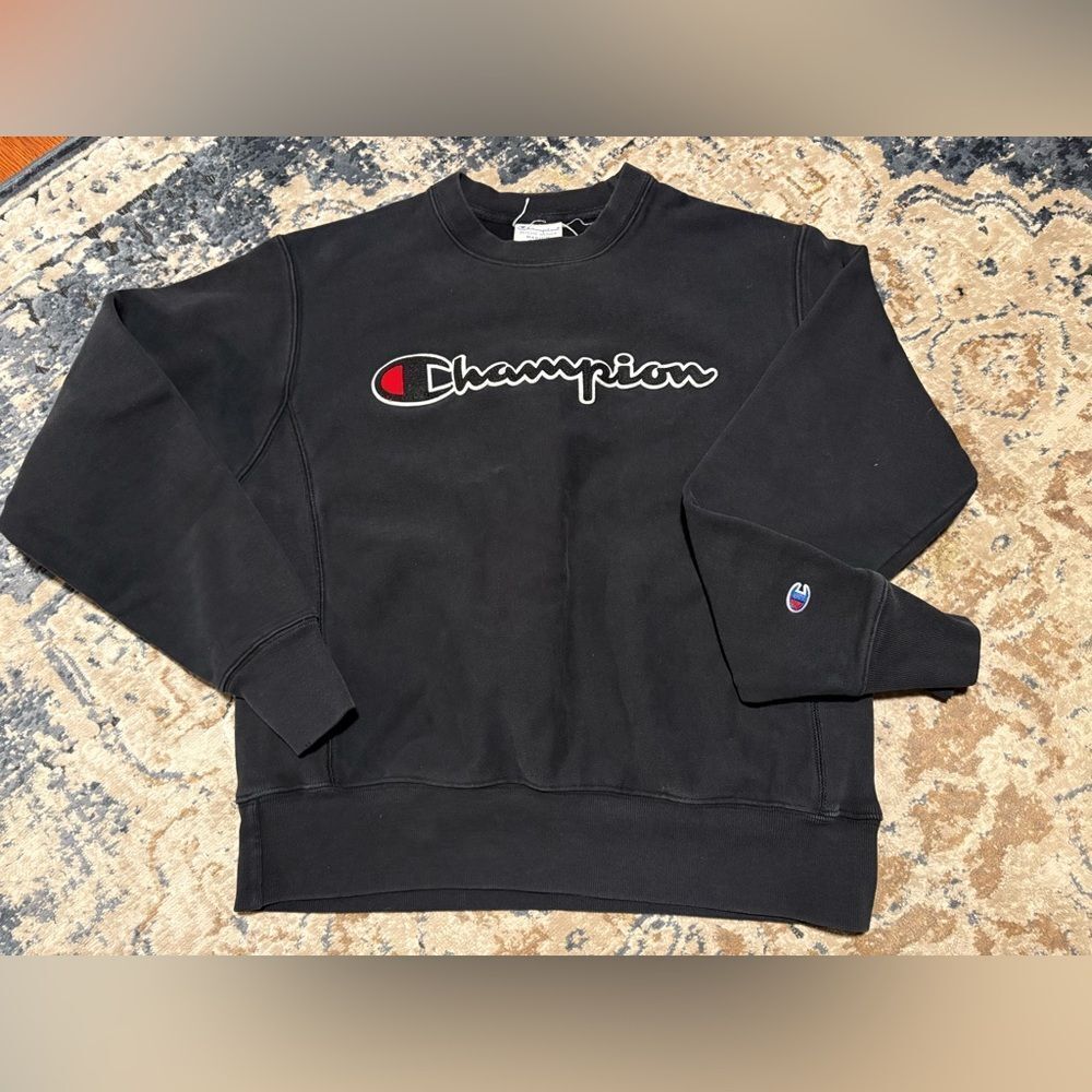 Champion Reverse Weave Sweatshirt Men's Medium Grey Pullover Spell Out Script